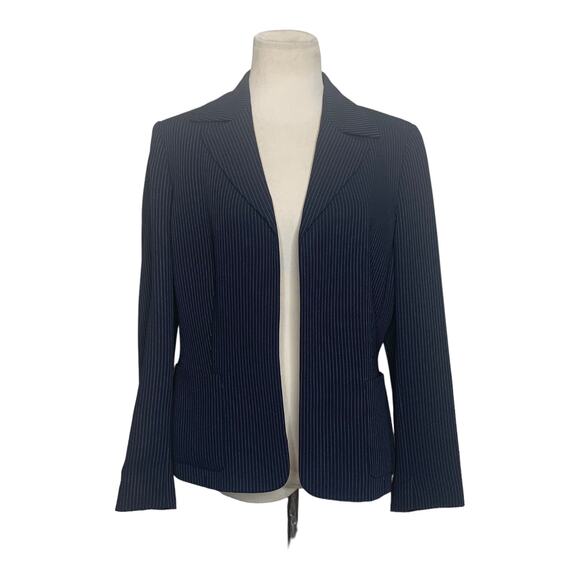 Kasper black striped open front blazer size 10P - Picture 5 of 9